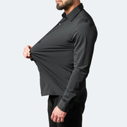 ZavoFlex | Kreukvrij Heren Stretch Overhemd Shirt Zavalori Zwart S