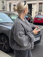 DEMI | Stijlvol Gewatteerd Casual Bomberjack voor Dames Bomber Jackets Zavalori Grijs XS