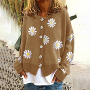 LEA - Daisy Print Knit Cardigan Dames Women's Cardigan Zavalori