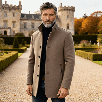 Korte jas met opstaande kraag en knoopsluiting