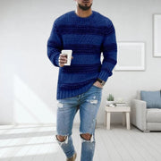 LAVINO - Gestreepte Gebreide Trui voor Heren Sweater Zavalori Blauw S