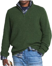 ZAVA - Gebreide Heren Sweater Met Halve Rits Gender Male Zavalori Groen S