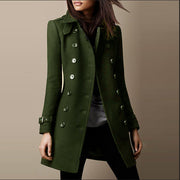 GIMENE - Stijlvolle Winterjas Met Knopen Women's Coat Zavalori Legergroen 8 (S)