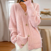 FAYE - Gebreide Cardigan Met Knopen Women's Cardigan Zavalori Roze 8 (S)
