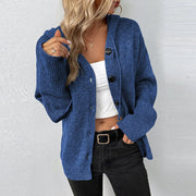 Vivian - Dames Gebreide Cardigan met Relaxed Hoodie Women's Cardigan Zavalori Blauw 8 (S)