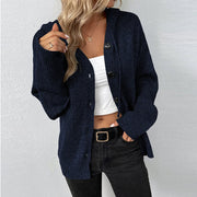 Vivian - Dames Gebreide Cardigan met Relaxed Hoodie Women's Cardigan Zavalori Marineblauw 8 (S)
