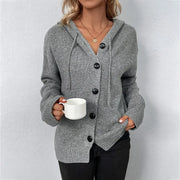 Vivian - Dames Gebreide Cardigan met Relaxed Hoodie Women's Cardigan Zavalori
