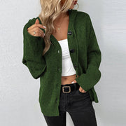 Vivian - Dames Gebreide Cardigan met Relaxed Hoodie Women's Cardigan Zavalori Groen 8 (S)