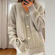 FAYE - Gebreide Cardigan Met Knopen Women's Cardigan Zavalori Taupe 8 (S)