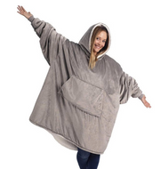 FLEECE - Hoodie Deken Voor De Koude Winterdagen Deken Hoodie winter (bestseller) Zavalori Grijs Volwassen (180cm)
