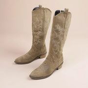 MEGAN | Cowboylaarzen voor Dames met Borduursel en Blokhak Fashion & Apparel Zavalori Khaki 37