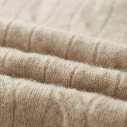 Trui met kraag van merino wol met kabelpatroon