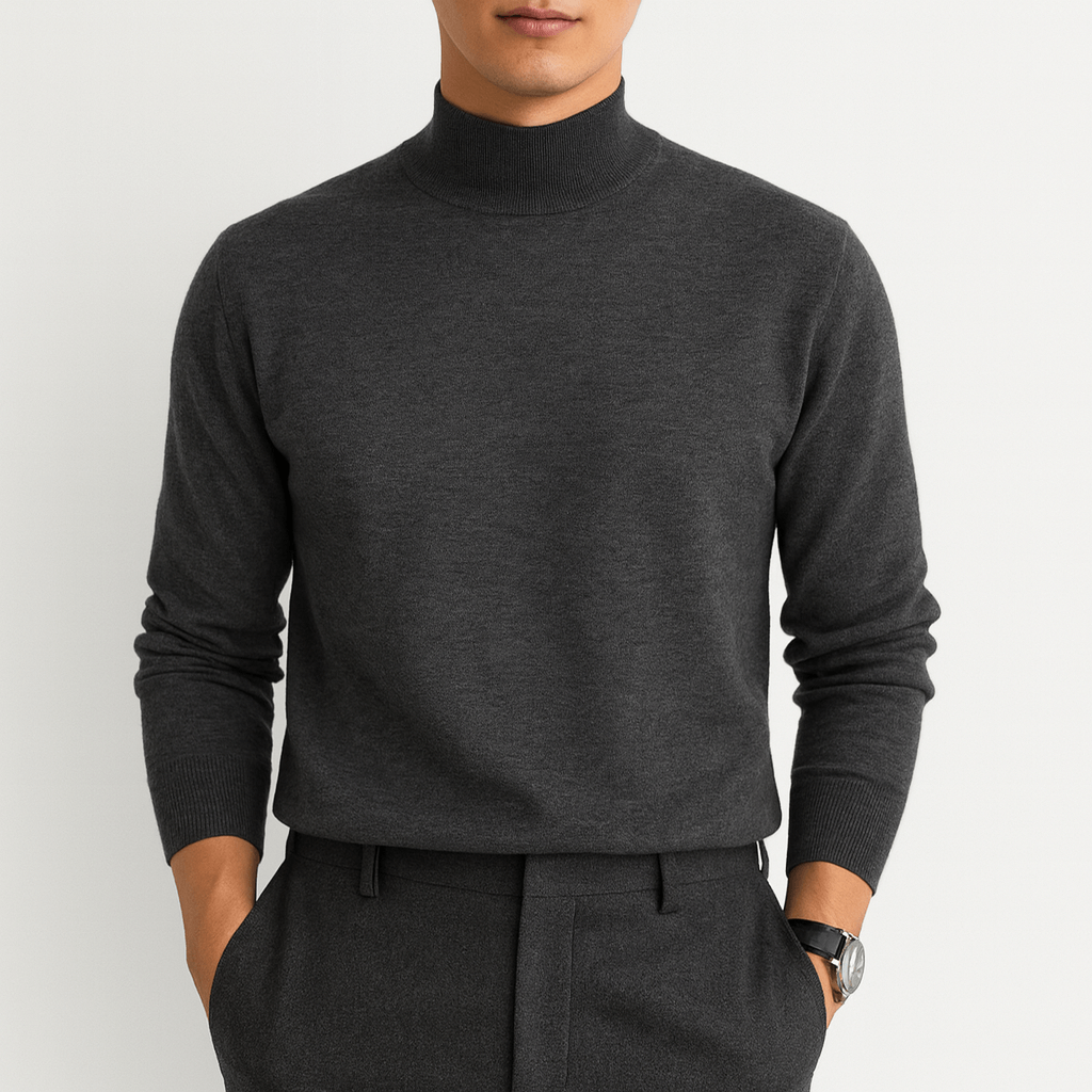 Turtleneck trui met hoge kraag en lange mouwen in regular fit voor heren, perfect voor herfst en winter-1