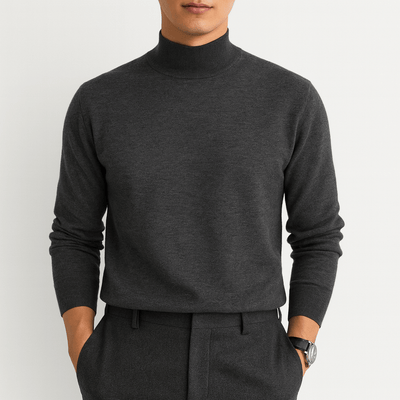 Turtleneck trui met hoge kraag en lange mouwen in regular fit voor heren, perfect voor herfst en winter-1