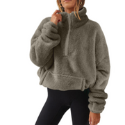 LENA | Warme Dames Teddy Trui | Herfst/Winter Femme Pulls Zavalori Grijs Bruin S