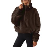 LENA | Warme Dames Teddy Trui | Herfst/Winter Femme Pulls Zavalori Bruin S
