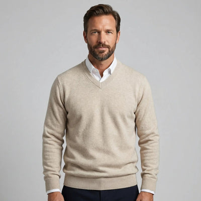 V-hals trui van zachte cashmere met lange mouwen