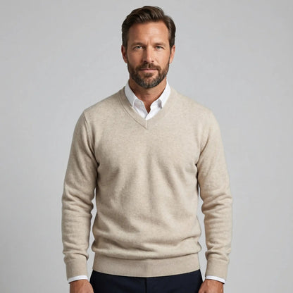 V-hals trui van zachte cashmere met lange mouwen