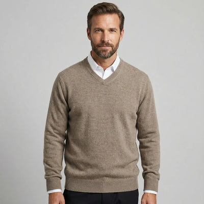V-hals trui van zachte cashmere met lange mouwen