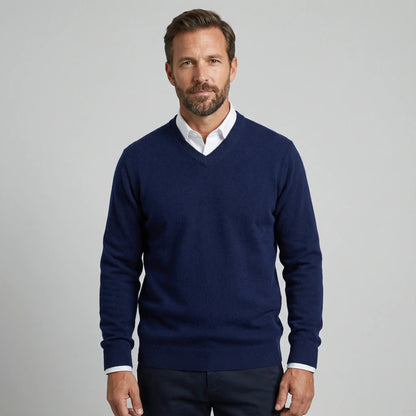 V-hals trui van zachte cashmere met lange mouwen