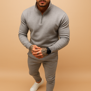 OLEV | Heren Set - Half-Zip Trui + Joggingsbroek Heren Actieve Kleding Zavalori Grijs S