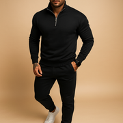 OLEV | Heren Set - Half-Zip Trui + Joggingsbroek Heren Actieve Kleding Zavalori Zwart S