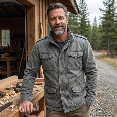 Vintage field jacket met meerdere zakken