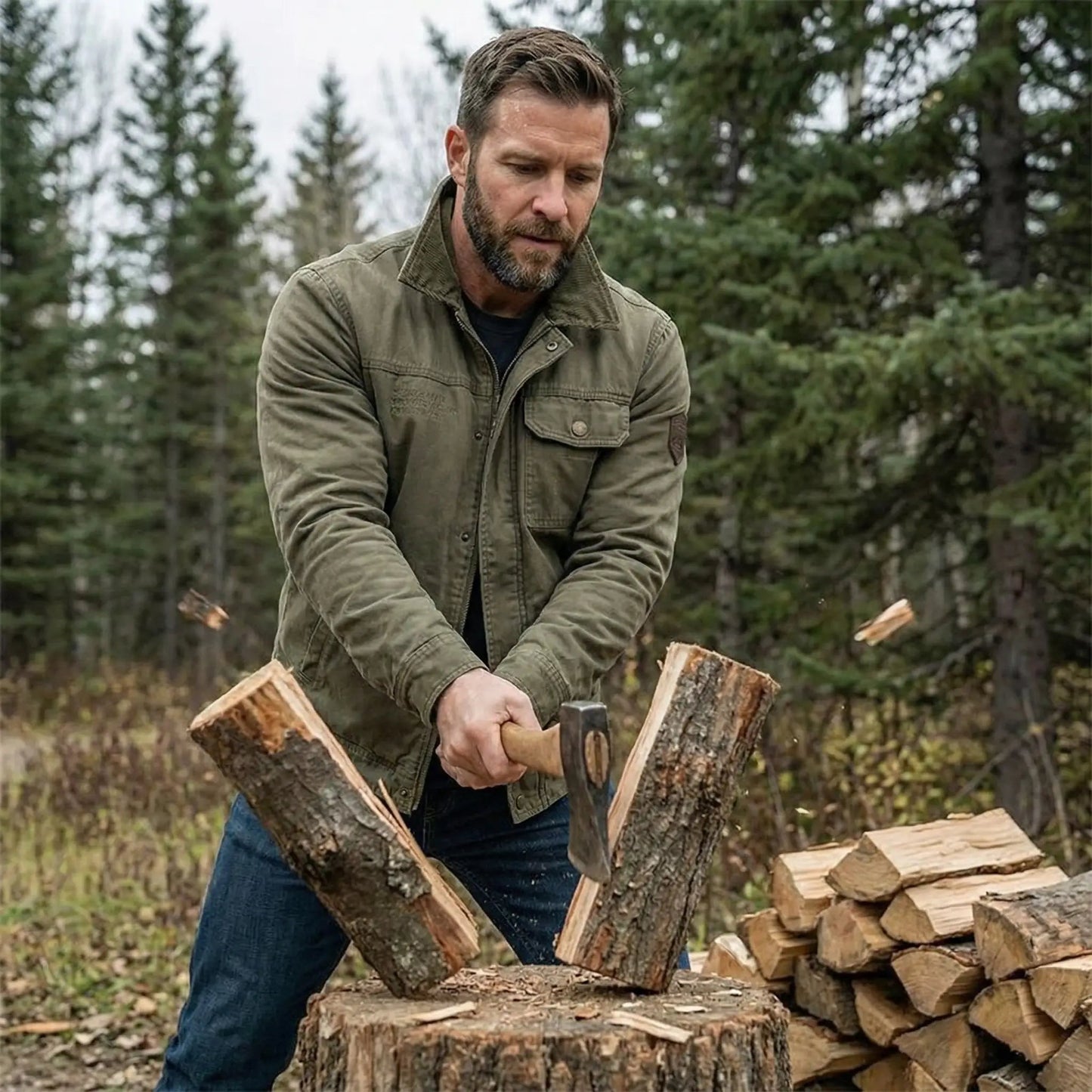 Vintage field jacket met opstaande kraag