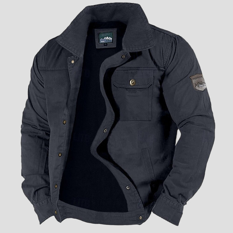 Vintage field jacket met opstaande kraag en twee borstzakken voor heren-4