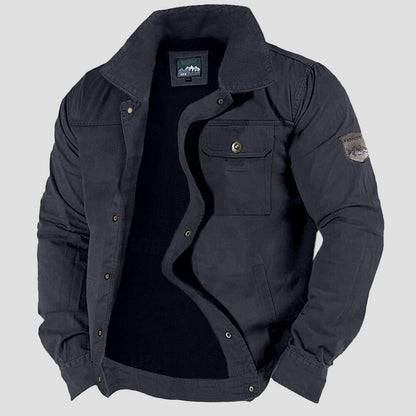 Vintage field jacket met opstaande kraag en twee borstzakken voor heren-4