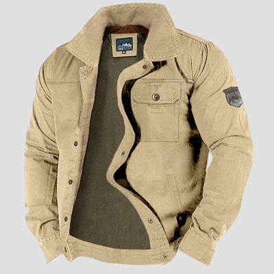 Vintage field jacket met opstaande kraag en twee borstzakken voor heren-6