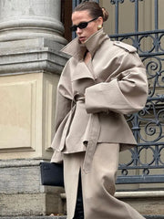 AMANDE | Retro Korte Dames Trenchcoat met Omgeslagen Kraag Jacket Zavalori