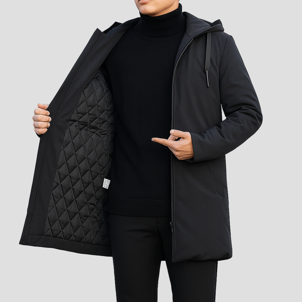 Waterdichte parka jas met capuchon en geïsoleerde voering voor heren-2