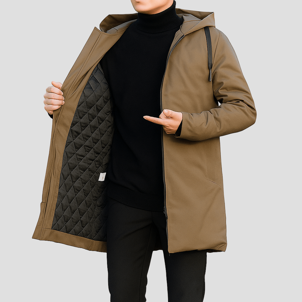 Waterdichte parka jas met capuchon en geïsoleerde voering voor heren-4