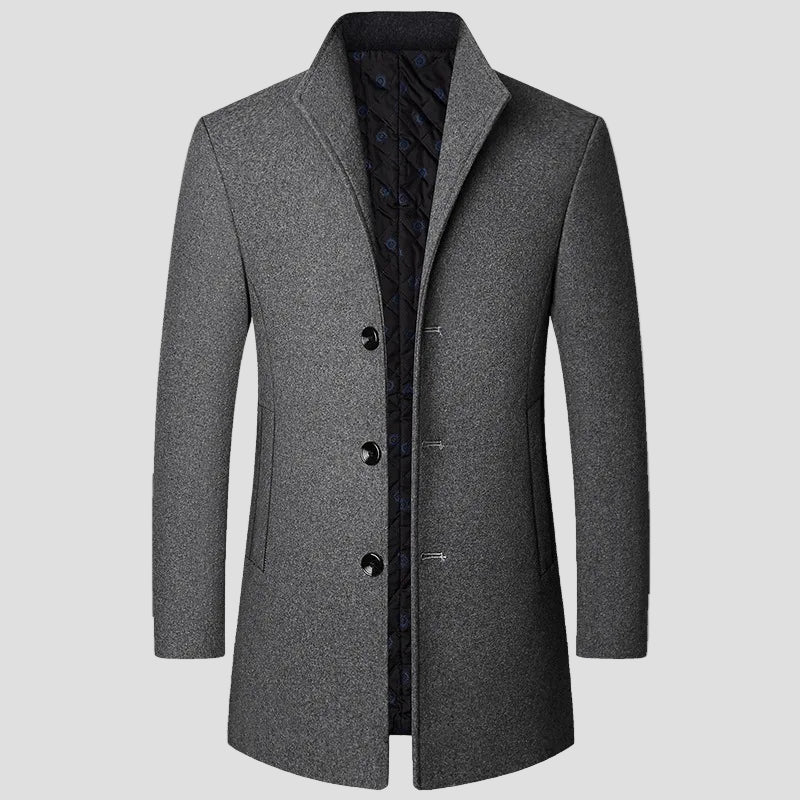 Winterjas met opstaande kraag en zijzakken in smart casual stijl voor heren-4