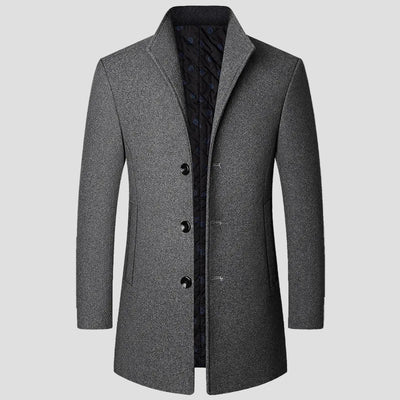 Winterjas met opstaande kraag en zijzakken in smart casual stijl voor heren-4