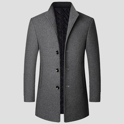 Winterjas met opstaande kraag en zijzakken in smart casual stijl voor heren-4