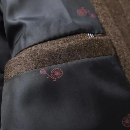 Wolmix jas met gestructureerde afwerking en dubbele knopen