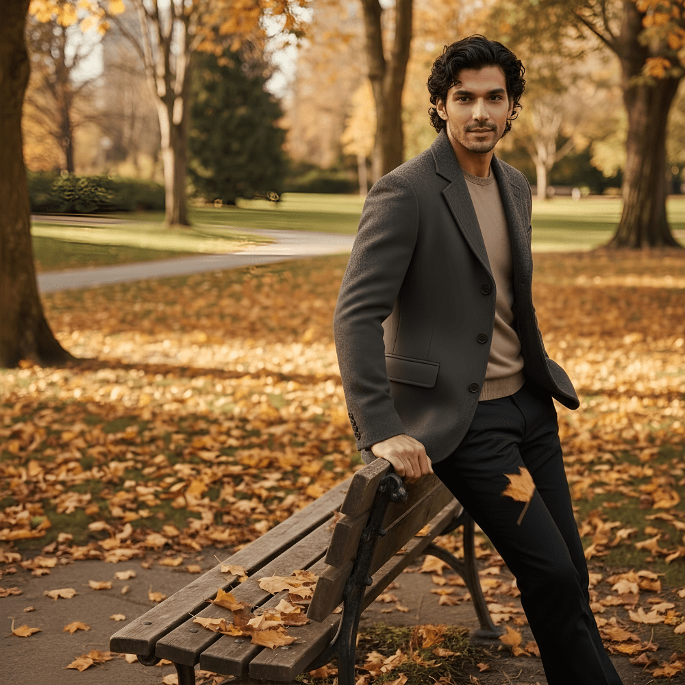 Wolmix jas met gestructureerde afwerking en dubbele knopen