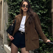 ELLA | Dames Retro Bruine Suède Leren Jas – Ideaal voor de Herfst en Winter Jacket Zavalori