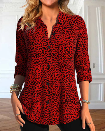 Blouse met Dierenprint en 3/4 Mouwen