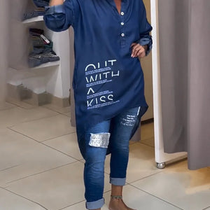 Shirt met V-hals en Asymmetrische Zoom