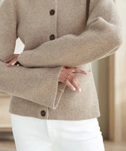 ELLA - Klassieke Winter Knopjescardigan Women's Cardigan Zavalori Taupe 6 (XS)