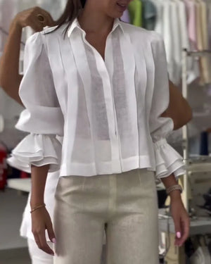 Blouse met Ruffles en Lange Mouwen