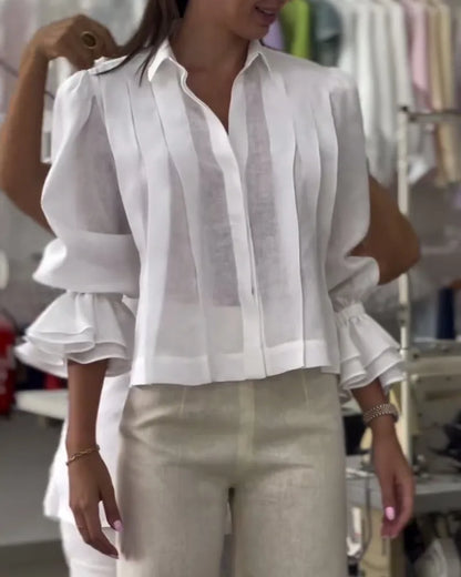 Blouse met Ruffles en Lange Mouwen