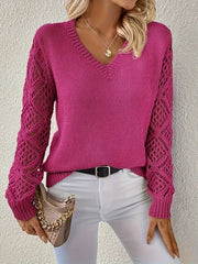GEMMA - V-Neck Sweater Dames Women's Sweater Zavalori Fuchsia 8 (S)