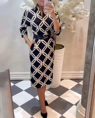 Midi jurk met geometrisch patroon