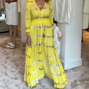 Maxi jurk met V-hals en knopen