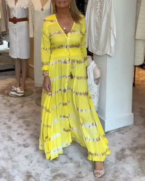 Maxi jurk met V-hals en knopen