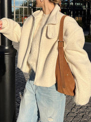 ROOS - Dames Fleece Winterjas Hoodies & Sweatshirts Zavalori Wit S